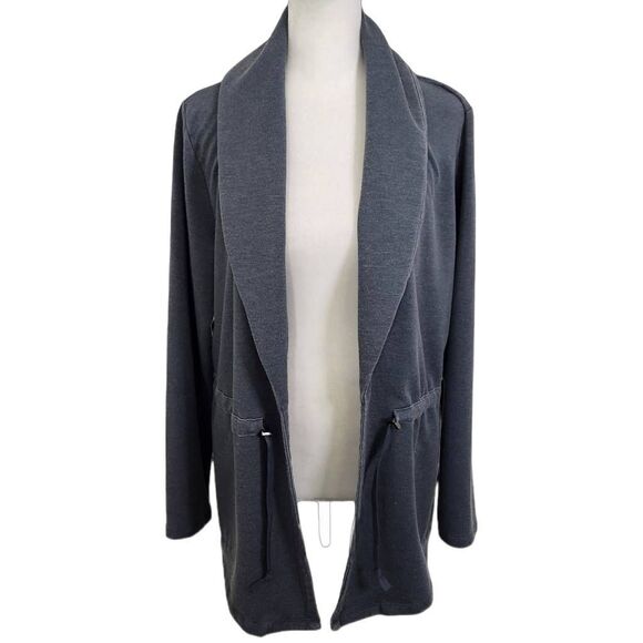 AnyBody Washed French Terry Dark Blue Shawl Collar Jacket Size XS - Picture 1 of 8